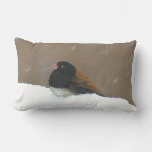Coussin Rectangle Peinture Junco foncée - Art original pour oiseaux