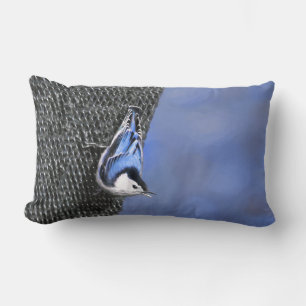 Coussin Rectangle Peinture Nuthatch à poitrine blanche Art original