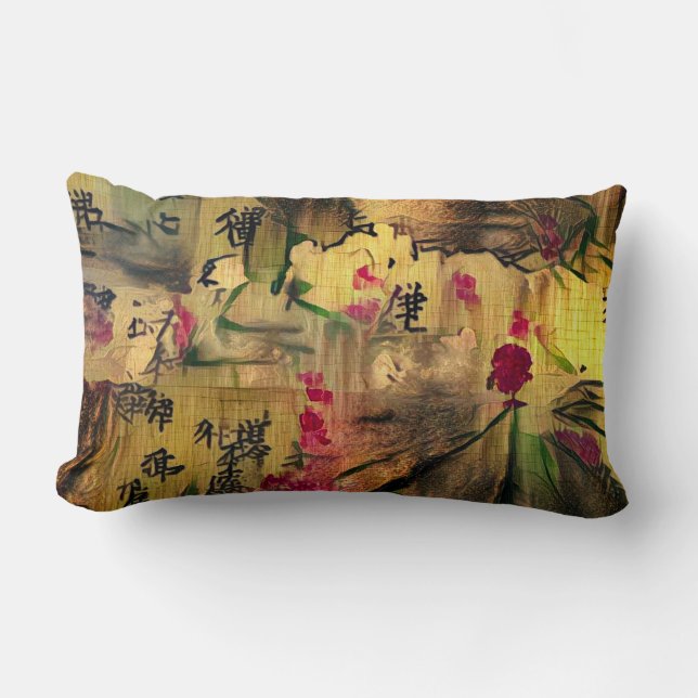 Coussin Rectangle Peinture orientale. Style japonais (Recto)