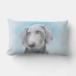 Coussin Rectangle Peinture Weimaraner - Joli art original chien