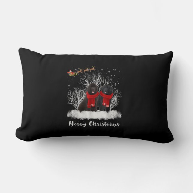 Coussin Rectangle Père Noël Newfoundland Couple Joyeux cadeau de chi (Recto)