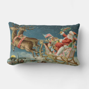 Coussin Rectangle Père Noël Noël Traîneau Antique Renne