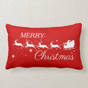 Coussin Rectangle père Noël Sleigh Reindeer Joyeux Noël