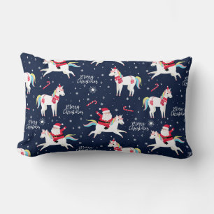 Coussin Rectangle Père Noël sur une licorne