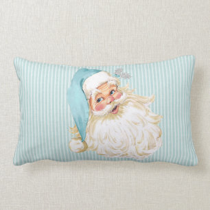Coussin Rectangle Père Noël victorien vintage turquoise