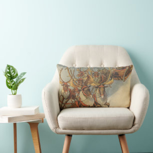 Coussin Rectangle Père Noël vintage de Noël traîneau avec rennes