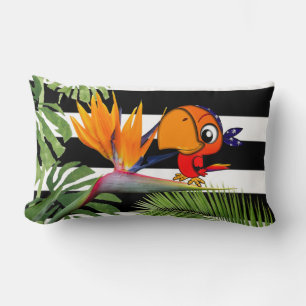 Coussin Rectangle Perroquet, Caudata, feuille de palmier, rayures no