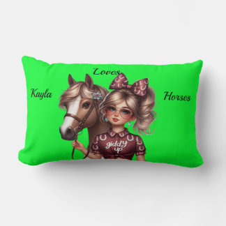 Coussin Rectangle Personalized I love horses