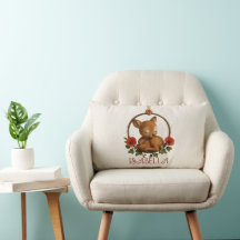 Personalized Lumbar Baby Pillow – Woodland Fawn