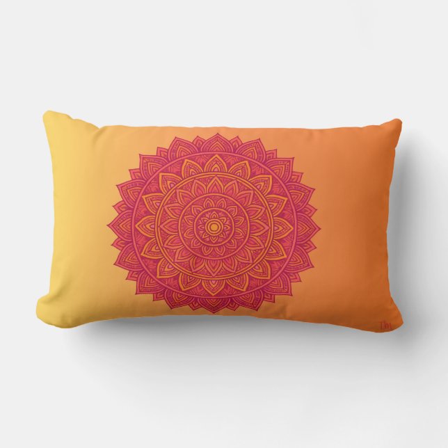 Coussin Rectangle Personalized Mandala Throw Pillow – Soft Color Orn (Recto)