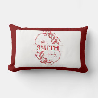 Coussin Rectangle  Personalized Modern Floral Family Name Monogram