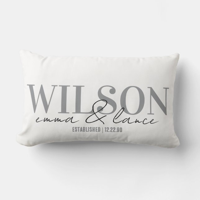 Coussin Rectangle Personalized Wedding Pillow, Names & Dates  (Recto)