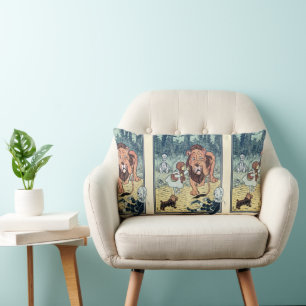 Coussin Rectangle Personnages vintage du Magicien d'Oz, Route de bri