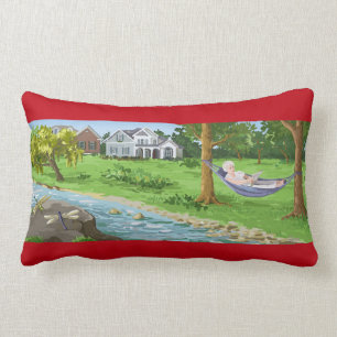 Coussin Rectangle Personnalisation de la retraite heureuse (Dame à H