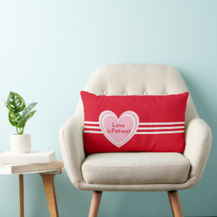Coussin Rectangle Personnalisé Élégant Rose Coeur Blanc Rouge Amour