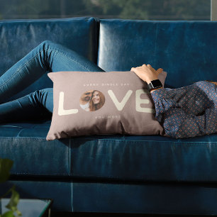 Coussin Rectangle Personnalisé Moderne Photo LOVE Valentines Couple