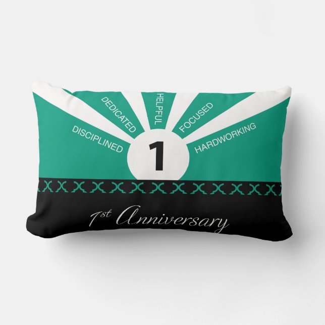 Coussin Rectangle Personnaliser, 1ère année Anniversaire de l'employ (Recto)