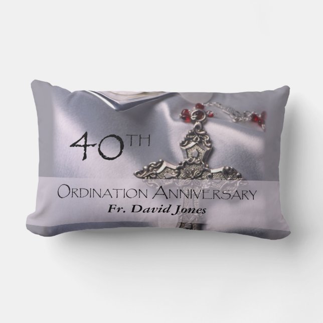 Coussin Rectangle Personnaliser, 40e anniversaire d'ordination Félic (Recto)