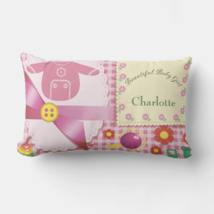 Coussin Rectangle Personnaliser Belle Bébé Fleurs Jouets Fleurs Fill