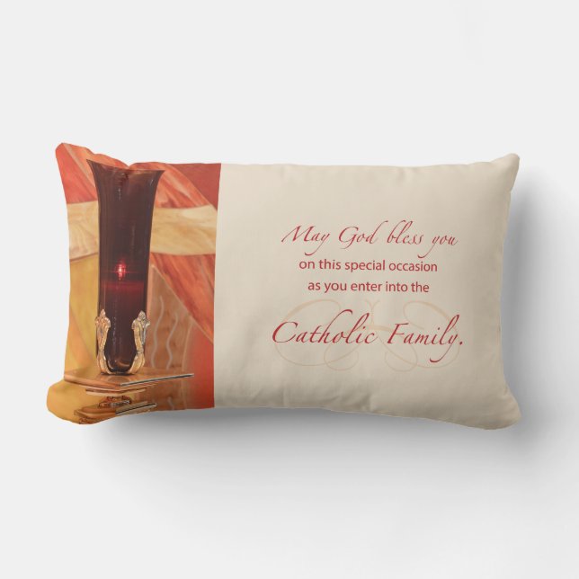 Coussin Rectangle Personnaliser, Félicitations RCIA, catholique, rou (Recto)