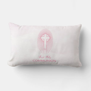 Coussin Rectangle Personnalisez, croix d'hostie de première communio