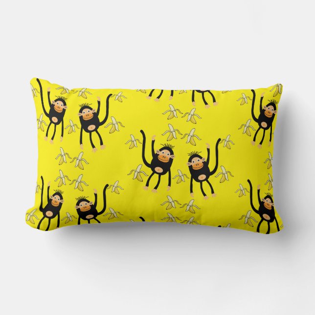 Coussin Rectangle Petit Singe Et Bananes (Recto)