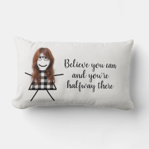 Coussin Rectangle Petite chatte fille avec cheveux et citation