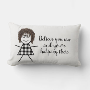 Coussin Rectangle Petite chatte fille avec cheveux et citation
