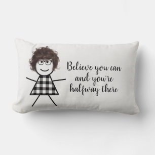 Coussin Rectangle Petite chatte fille avec cheveux et citation