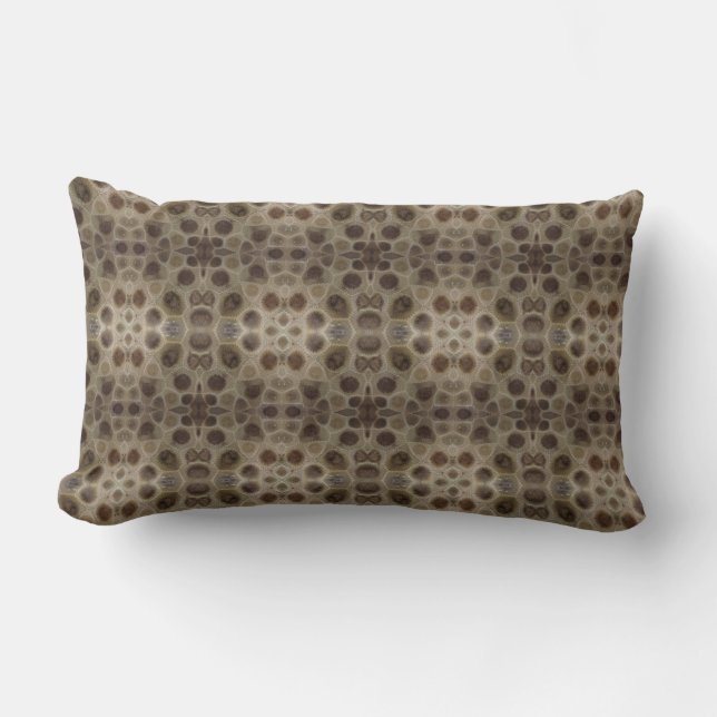 Coussin Rectangle Petoskey Stone État fossile du Michigan (Recto)