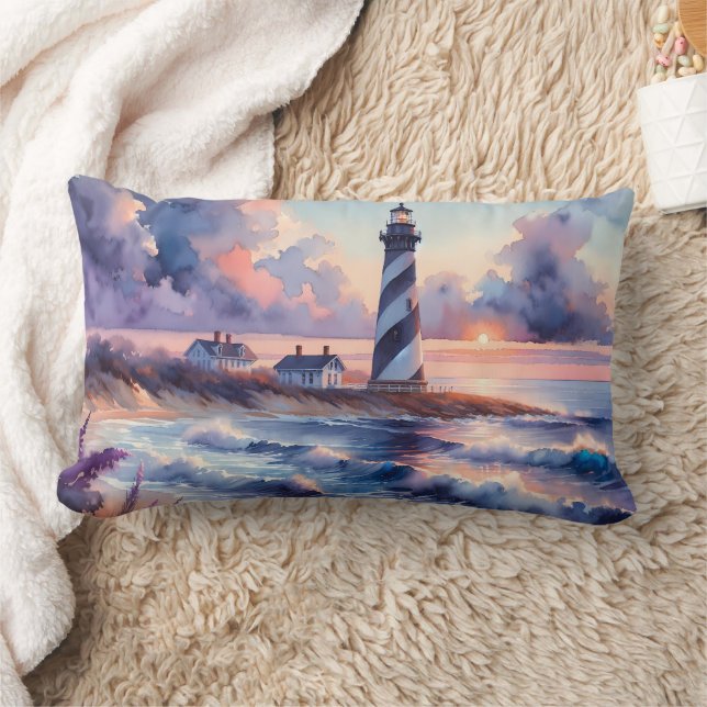 Coussin Rectangle Phare de Cape Hatteras sur Sunset Coastline (Couverture)