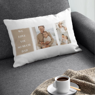 Coussin Rectangle Photo Collage moderne & We Love Papa Cadeaux