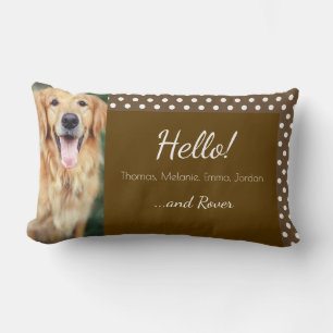 Coussin Rectangle Photo de chien Nom de famille Polka Dot Brown