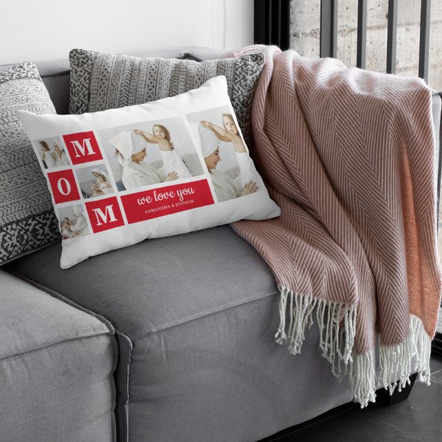 Coussin Rectangle Photo de collage moderne Best Mamma Ever Red Toxit (Créateur téléchargé)