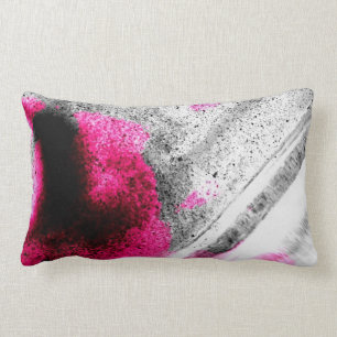 Coussin Rectangle Photo Fuchsia Abstraite, gris et gris noir