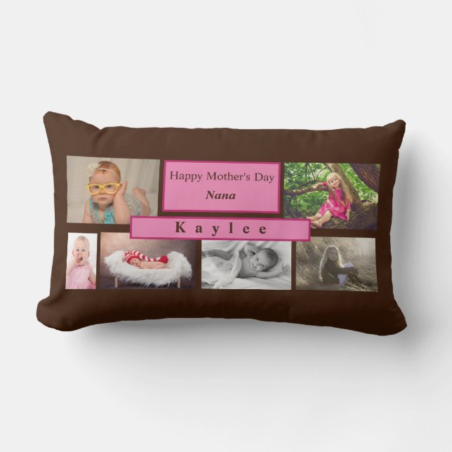 Coussin Rectangle Photo Keepsaké Personnaliser Collage Fête des mère (Recto)