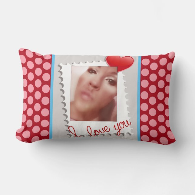 Coussin Rectangle Photo personnalisée de jour de Valentines de point (Recto)