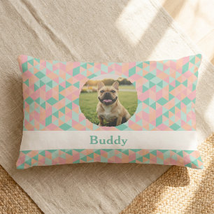 Coussin Rectangle Photo personnalisée et nom Bouledogue français géo