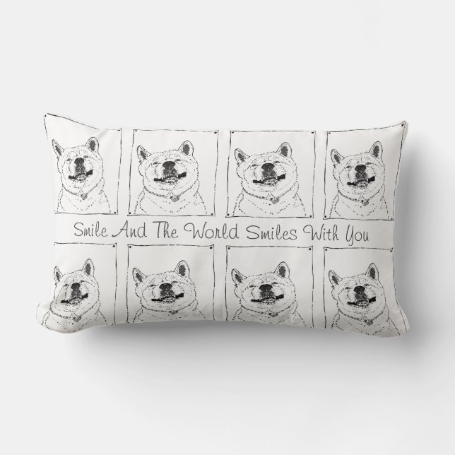 Coussin Rectangle photos de drôle mignon chien souriant akita (Recto)