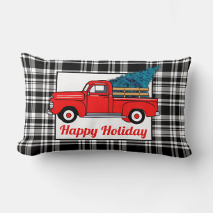 Coussin Rectangle pick-up rouge vintage, pin, plaisir de vacances