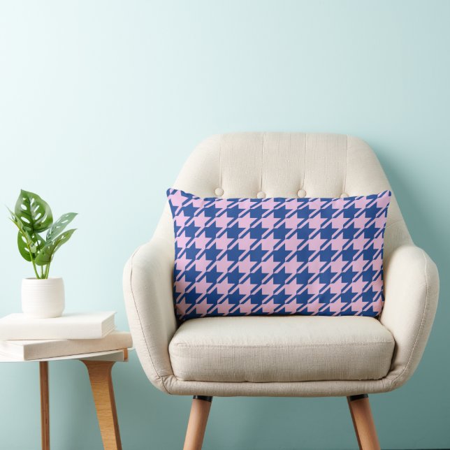 Coussin Rectangle Pied de fond rose+Motif bleu (Chaise)