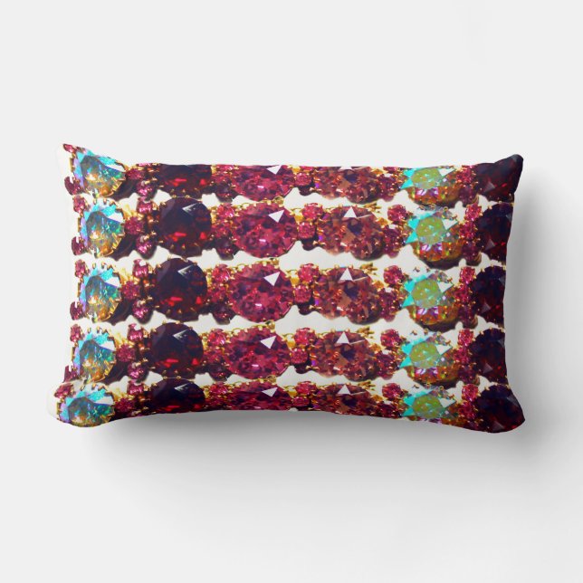 Coussin Rectangle Pierres colorées, rubis, diamants, saphirs (Recto)