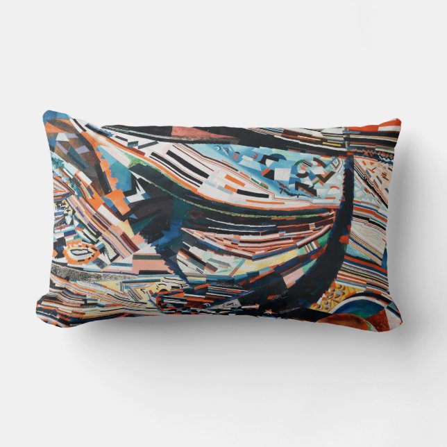 Coussin Rectangle Pile de bateau en bois marron et bleu (Recto)