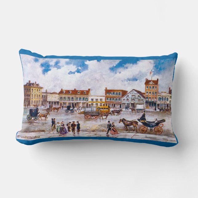 Coussin Rectangle Pilote à lancer Broadway NYC 1810 (Recto)