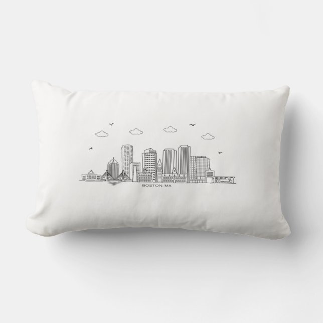 Coussin Rectangle Pilote jetable pour skyline de Boston (Recto)