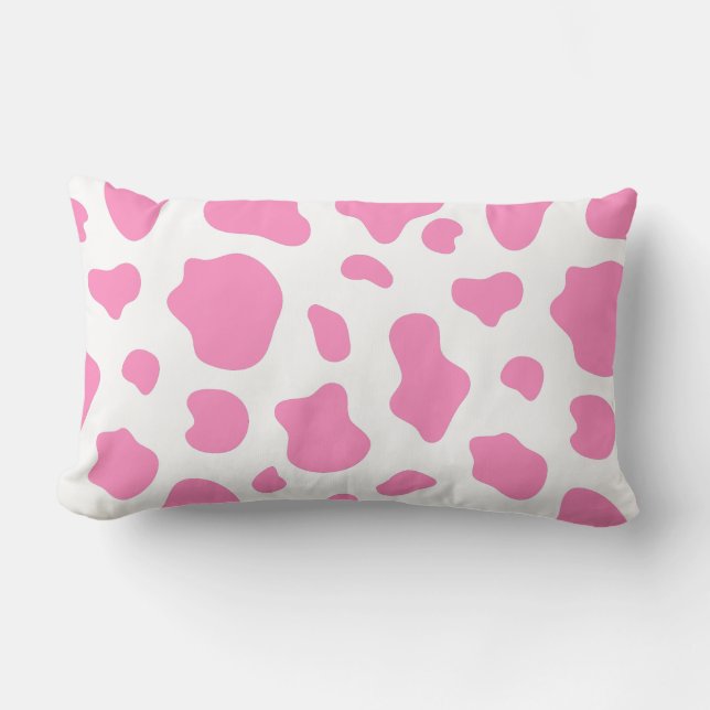 Coussin Rectangle Pink and White Cow Print Pillow (Recto)