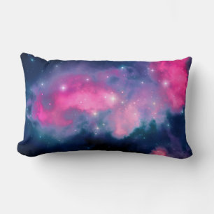 Coussin Rectangle Pink & Blue Galaxy & Stars Abstract