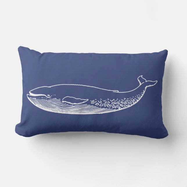 Coussin Rectangle PixDezines blanc+bleu baleine/do-it-yourself arriè (Recto)