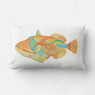 Coussin Rectangle PixDezines nakunuku, poisson hawaïen/do-it-yoursel