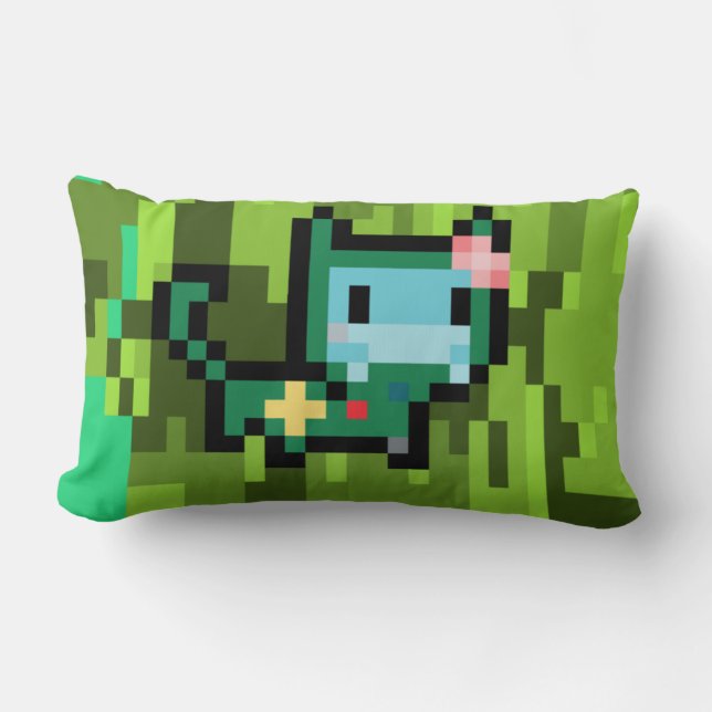 Coussin Rectangle pixel cat (Recto)